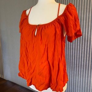 Bright Orange Off the Shoulder Blouse